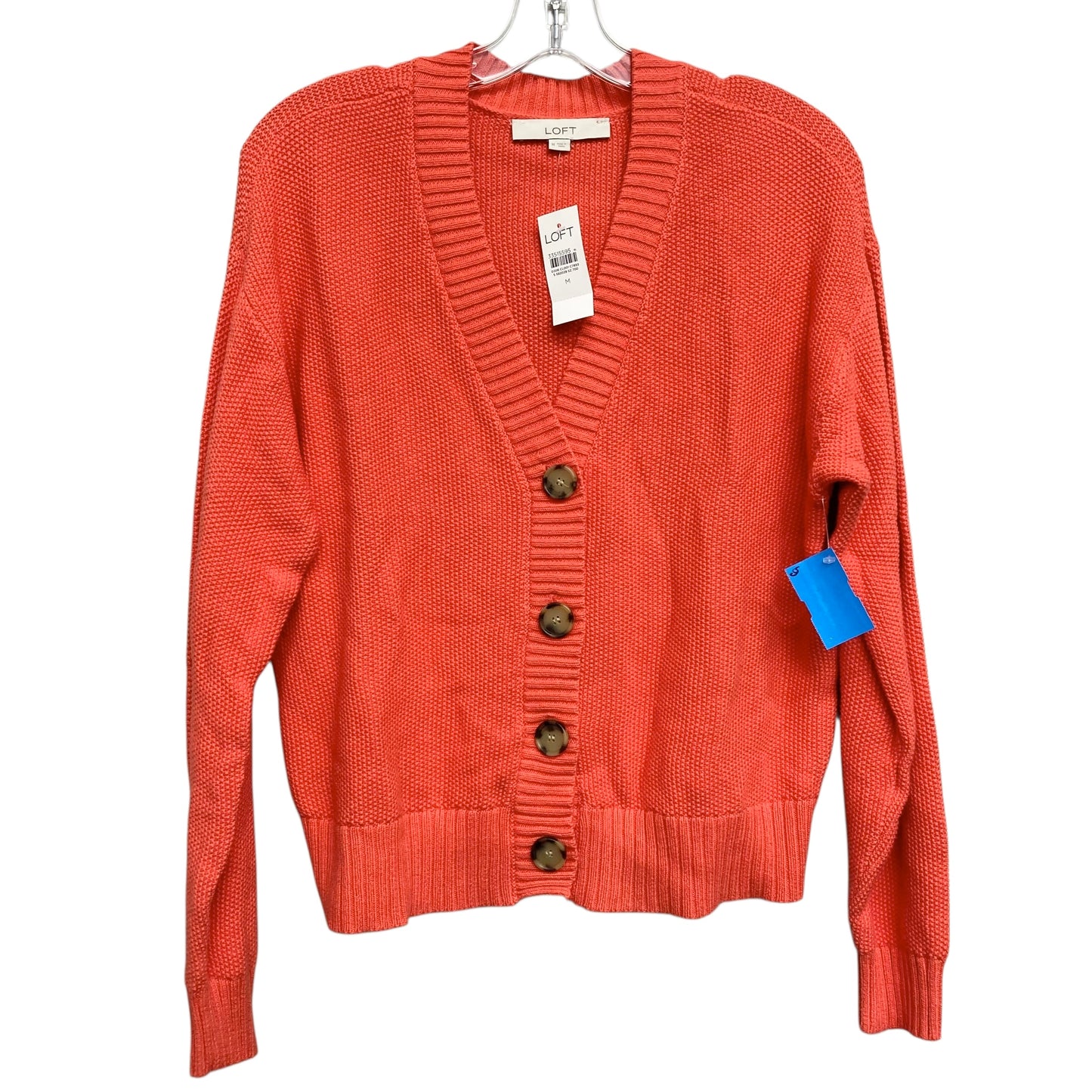 Sweater Cardigan By Loft In Orange, Size:M