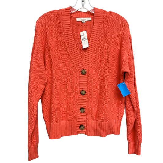 Sweater Cardigan By Loft In Orange, Size:M