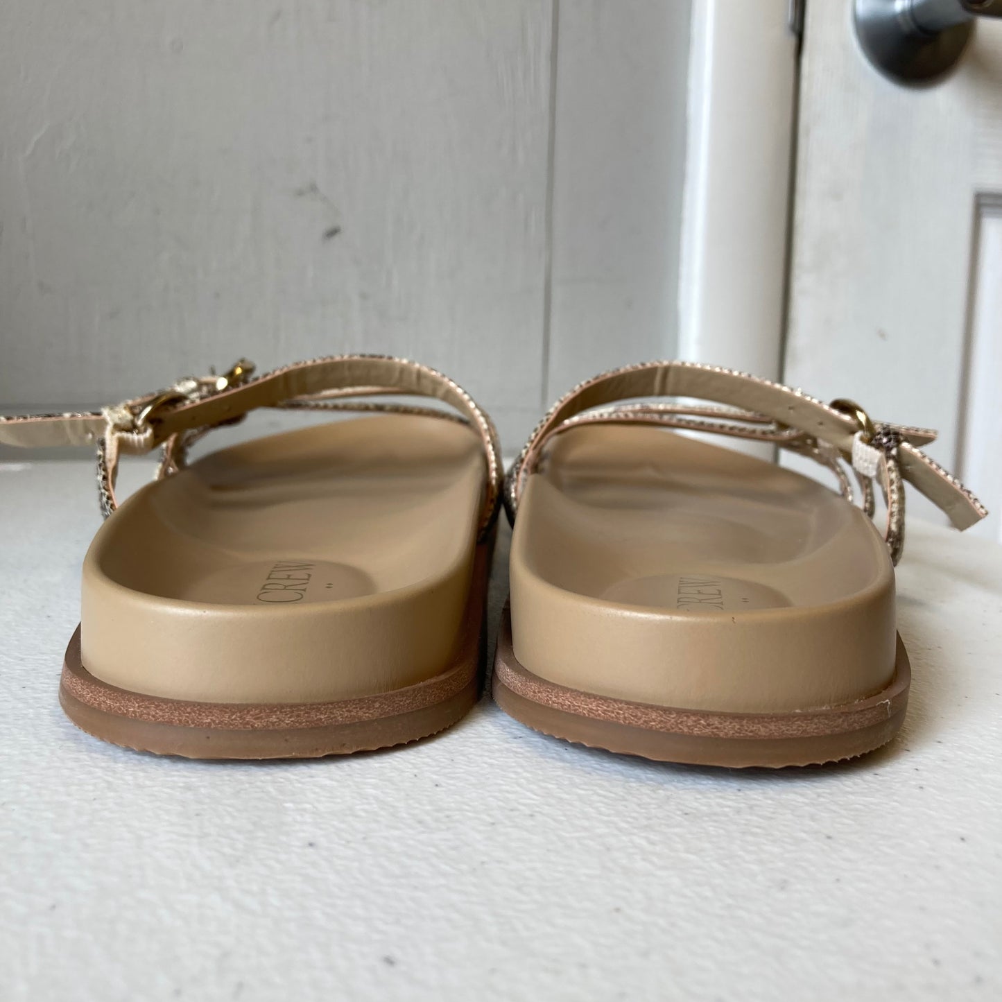 Sandals Flats By J. Crew In Snakeskin Print, Size:8