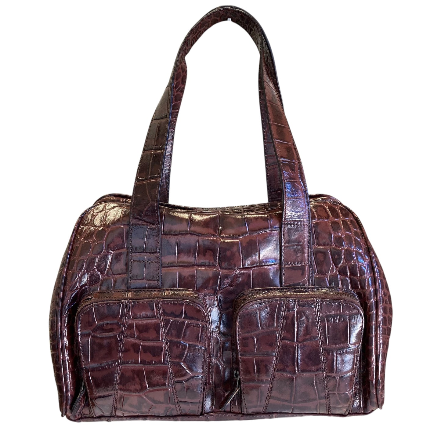 Handbag Leather By Michael Rome Designs In Brown, Size:Large