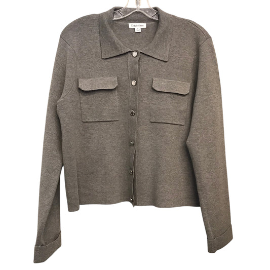 Sweater Cardigan By Calvin Klein In Grey, Size:Xl