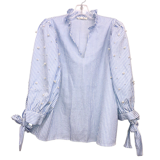 Top 3/4 Sleeve By Entro In Blue & White, Size:M
