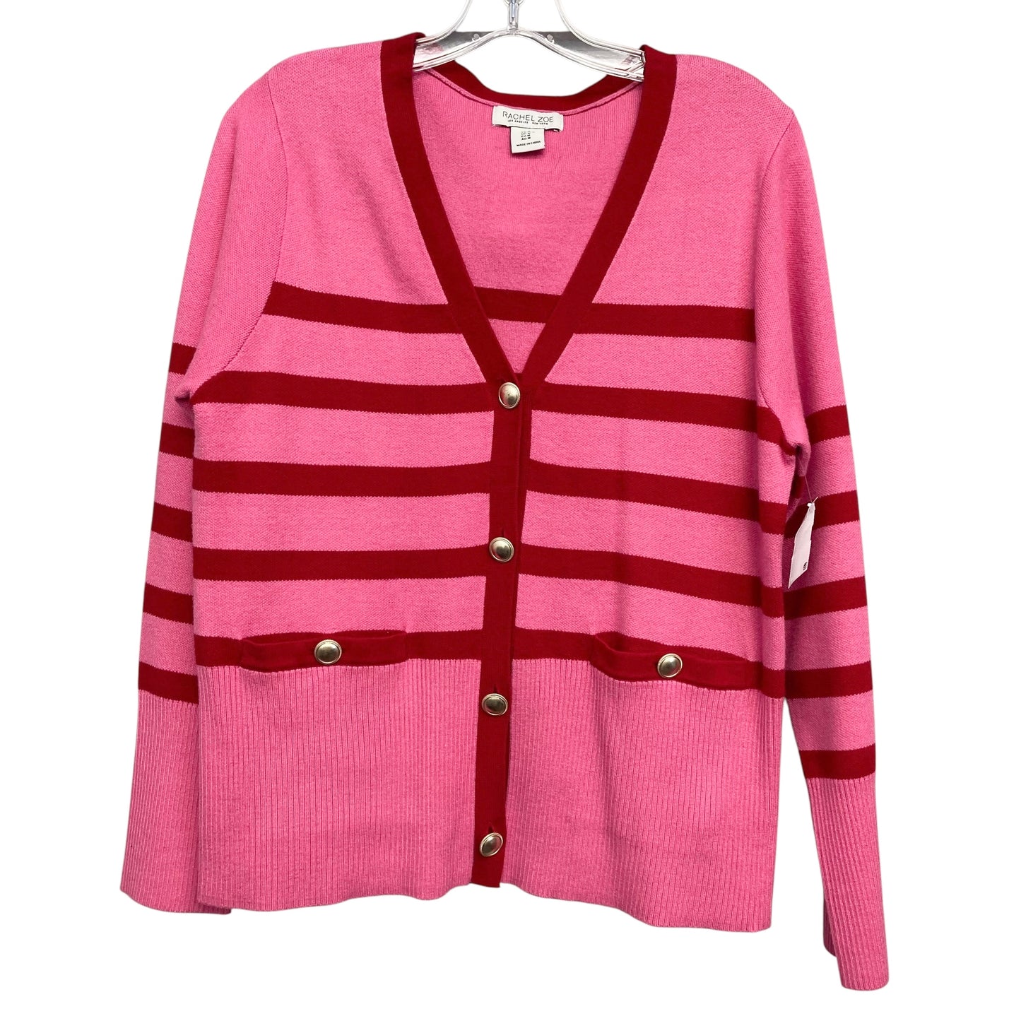 Sweater Cardigan By Rachel Zoe In Pink & Red, Size:M