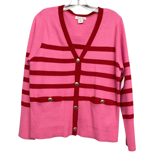 Sweater Cardigan By Rachel Zoe In Pink & Red, Size:M