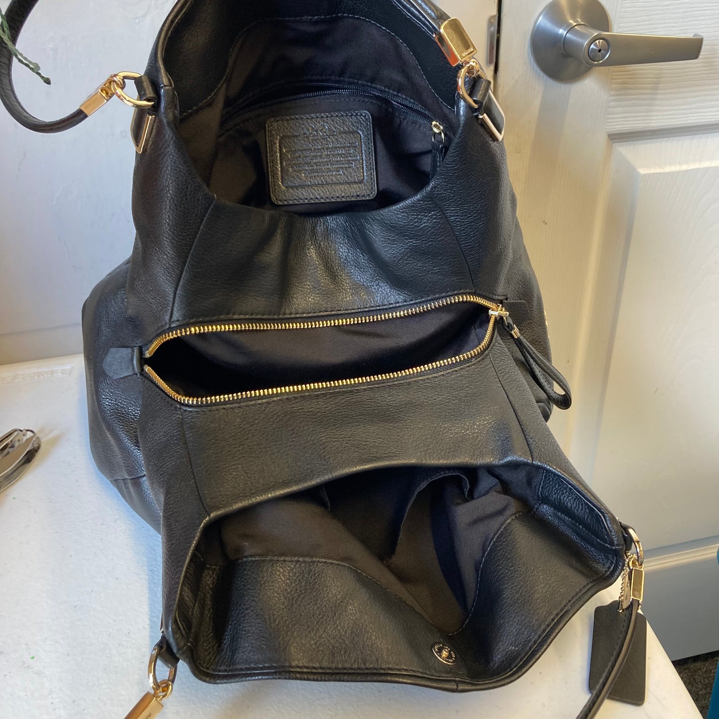 Handbag Designer By Coach In Black, Size:Large