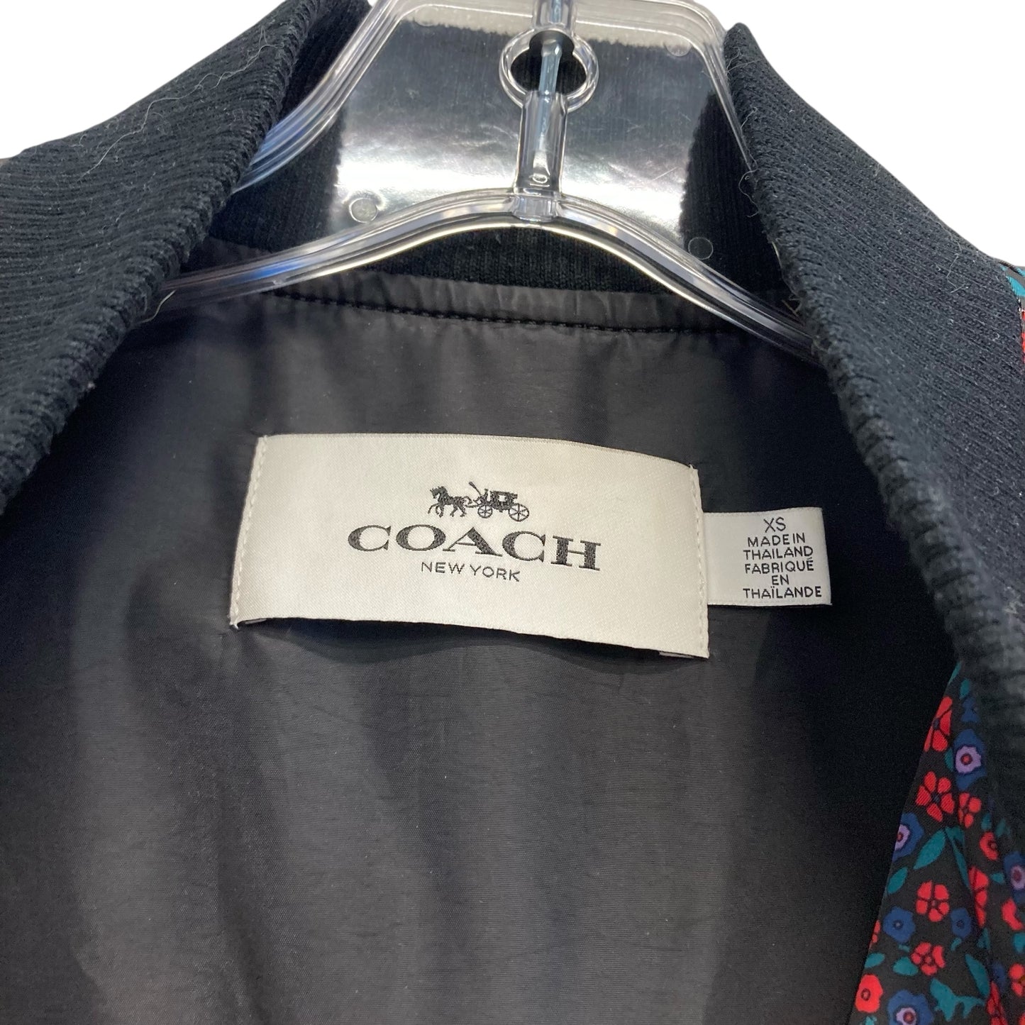 Jacket Designer By Coach In Floral Print, Size:Xs