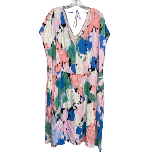 Dress Casual Short By Ava & Viv In Blue & Pink, Size:3X