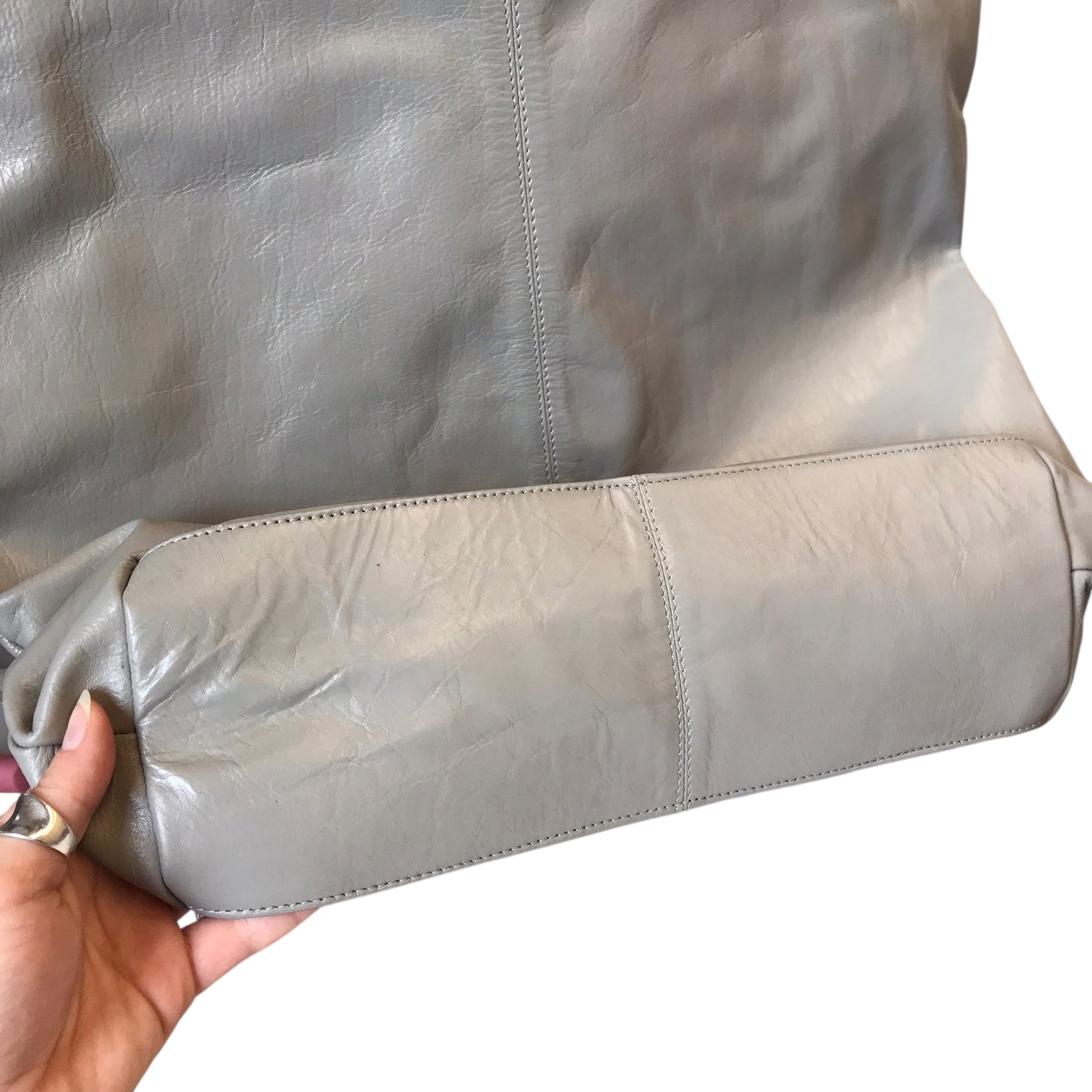 Handbag Leather By Latico In Grey, Size:Large