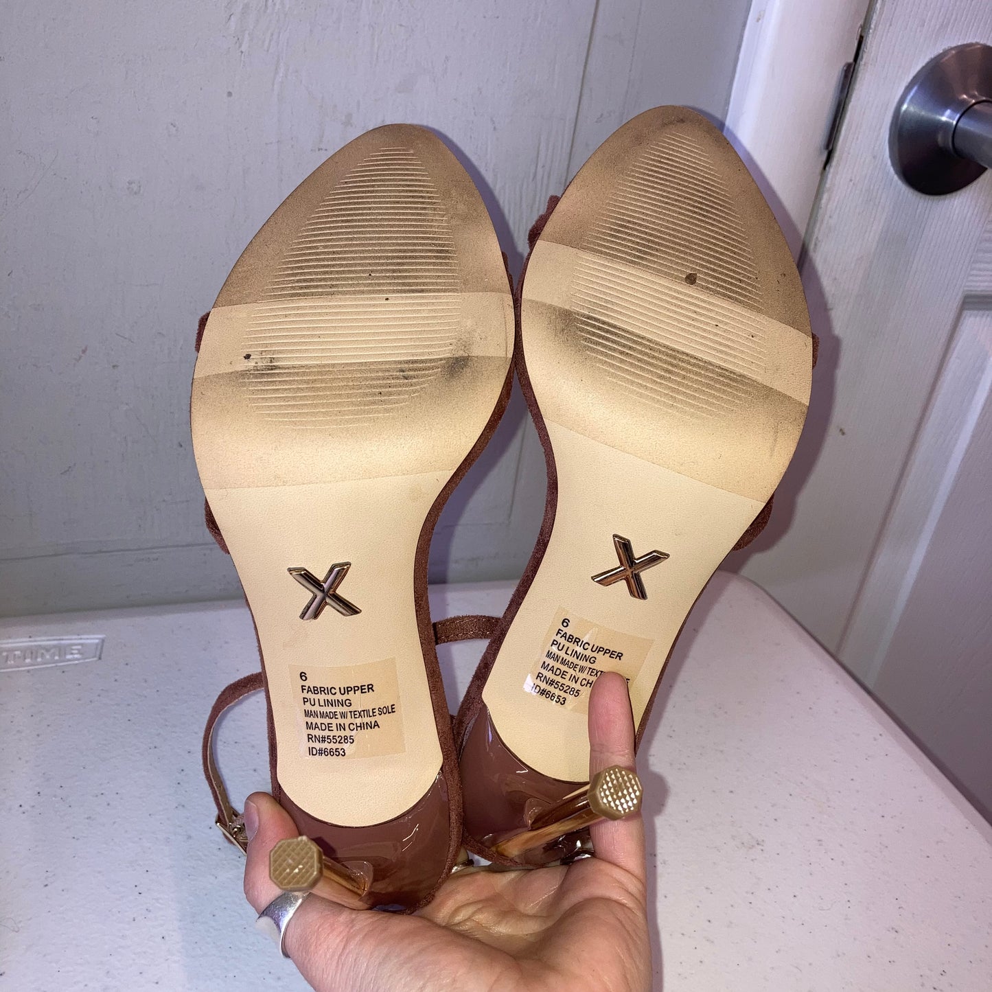 Sandals Heels Stiletto By Express In Brown, Size:6