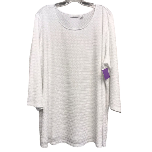 Top 3/4 Sleeve By Susan Graver In White, Size:3X