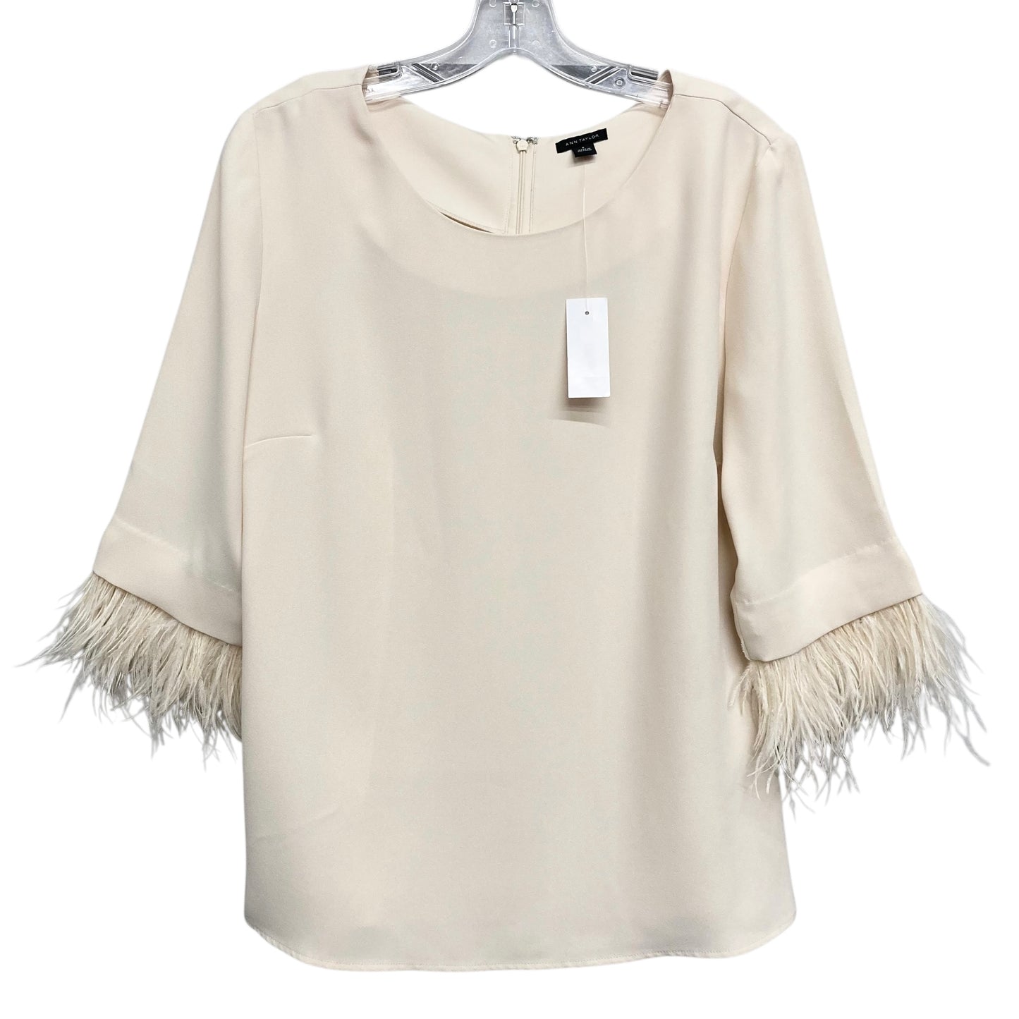 Top 3/4 Sleeve By Ann Taylor In Cream, Size:M