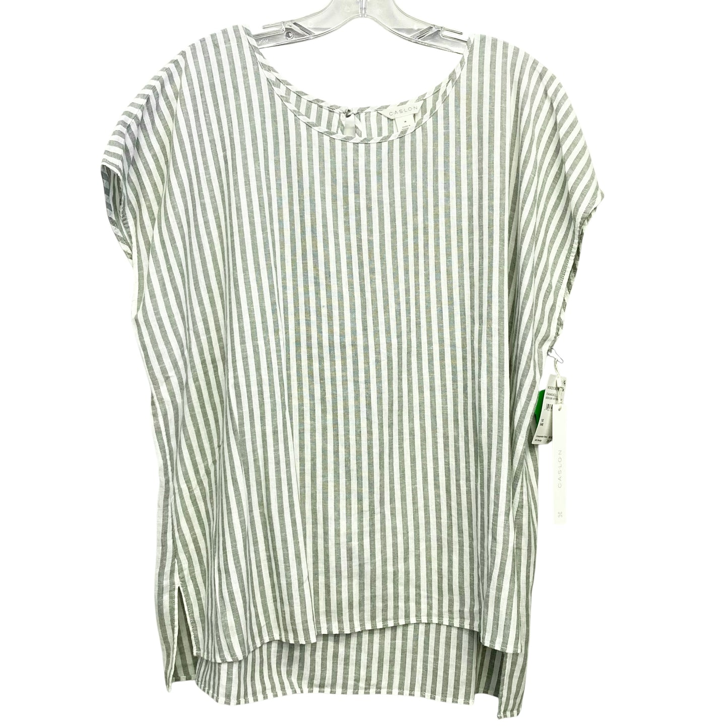 Top Sleeveless By Caslon In Green & White, Size:1X