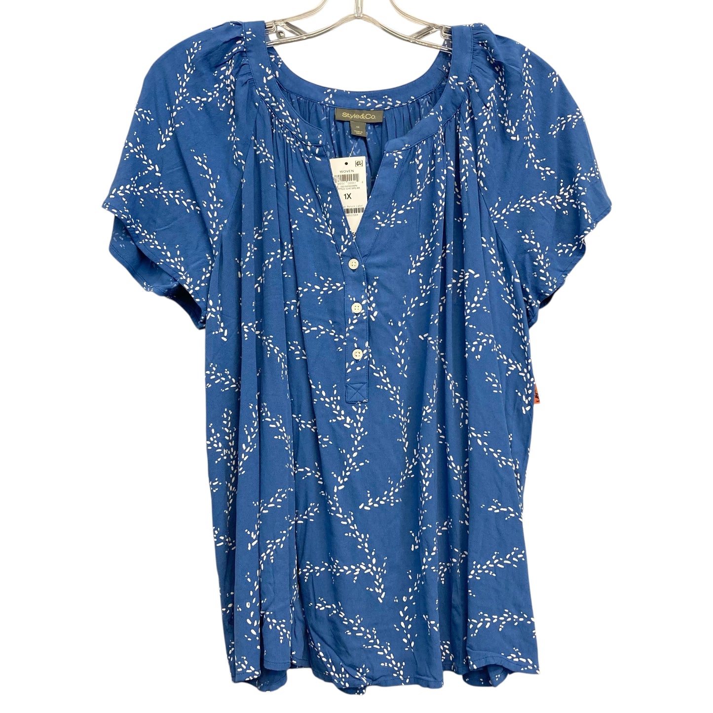 Top Ss By Style And Company In Blue & White, Size:1X