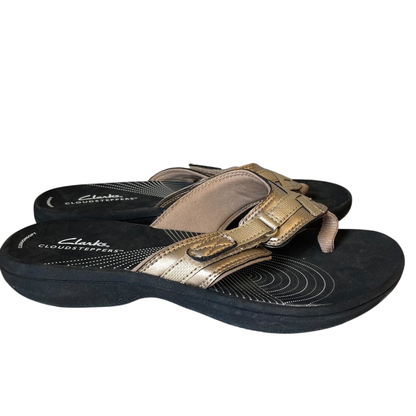Sandals Flats By Clarks In Gold, Size:7