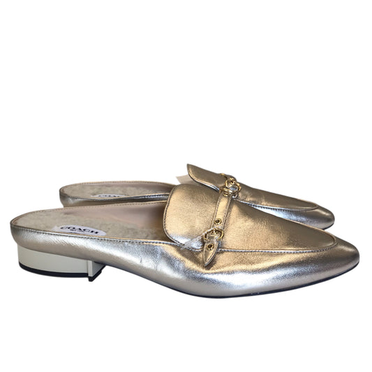 Shoes Designer By Coach In Gold, Size:8