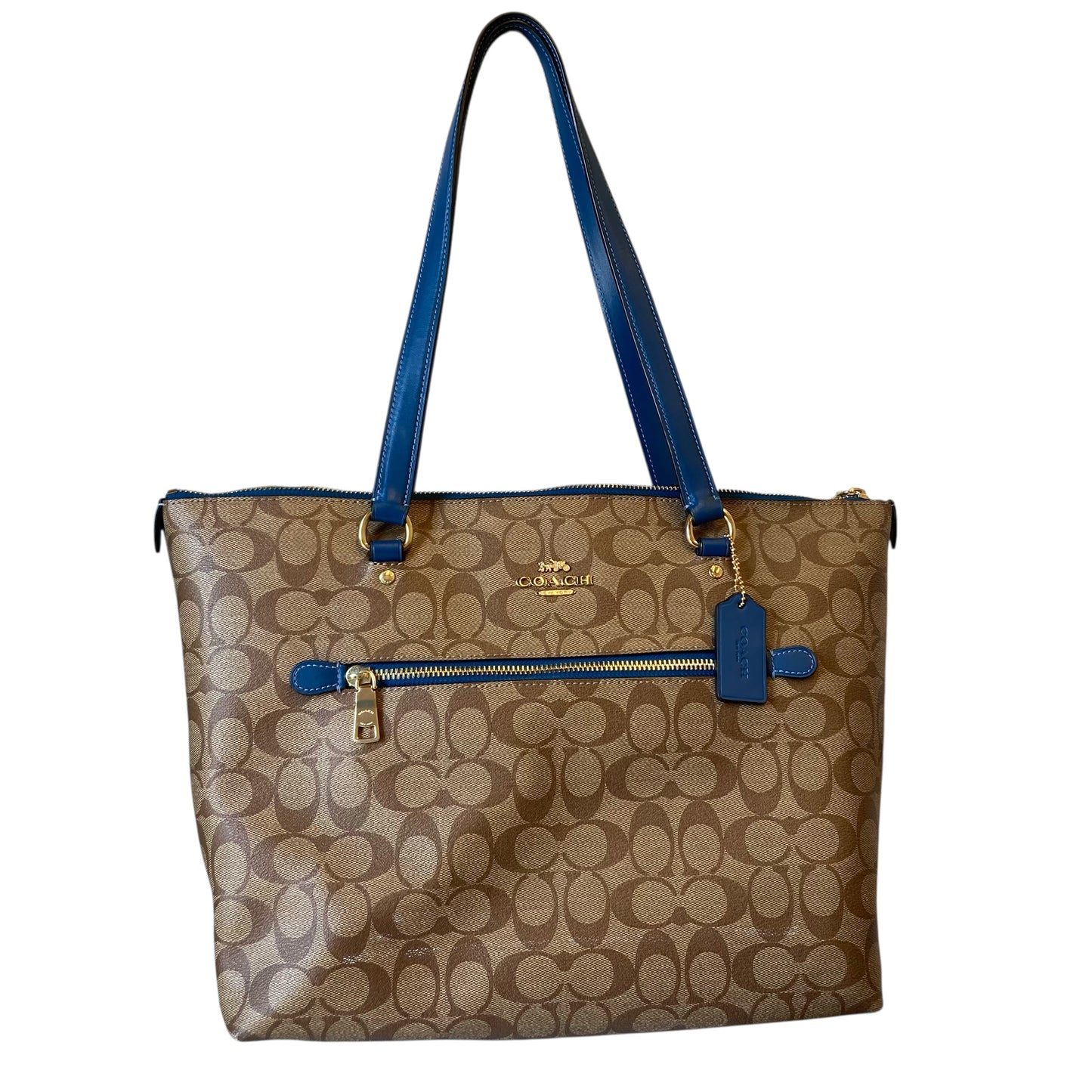 Tote Designer By Coach In Blue & Brown, Size:Large