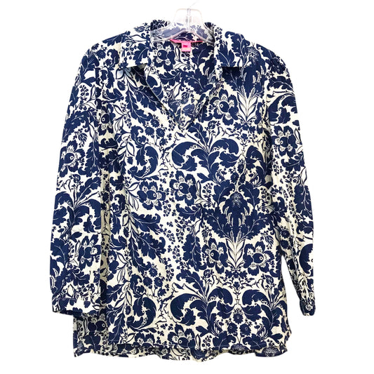 Top Ls Designer By Lilly Pulitzer In Blue & White, Size:S