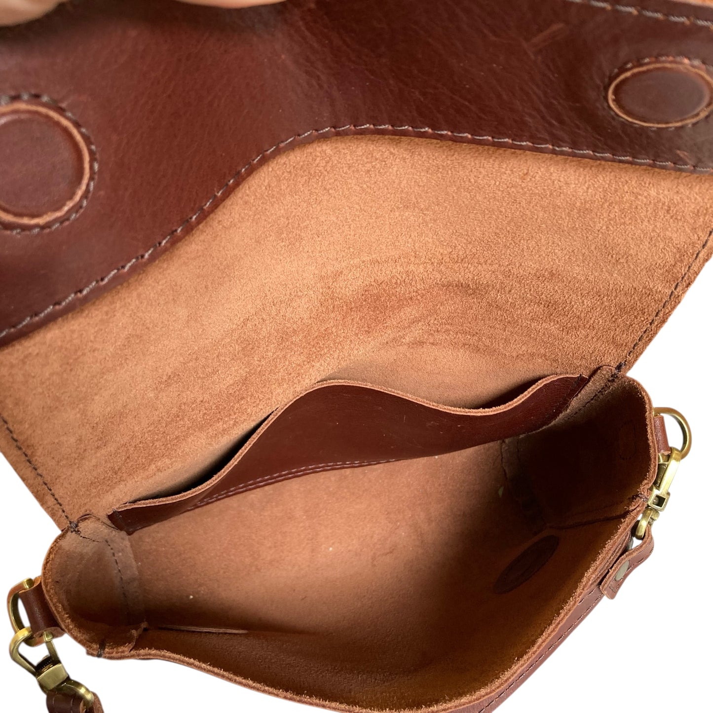 Crossbody Leather By Portland Leather In Brown, Size:Small