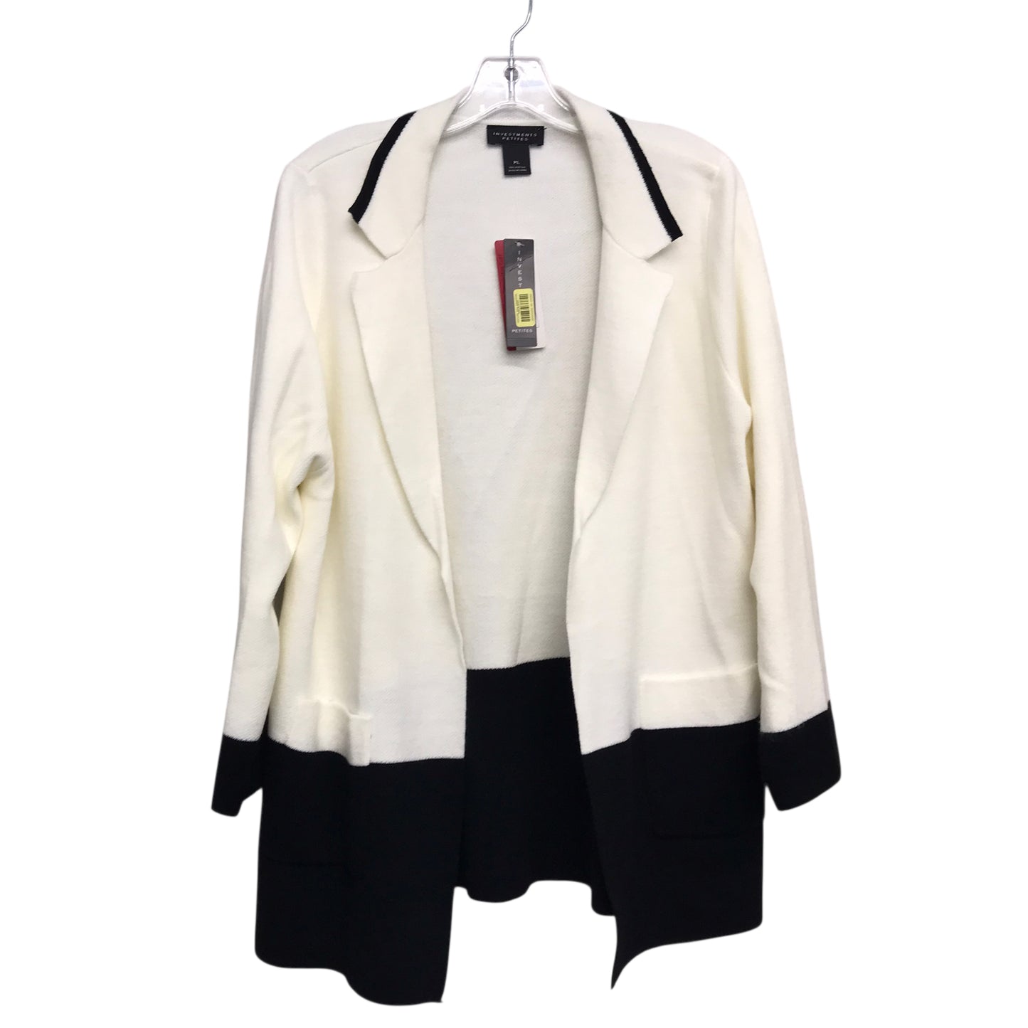 Sweater Cardigan By Investments In Black & White, Size:Lp