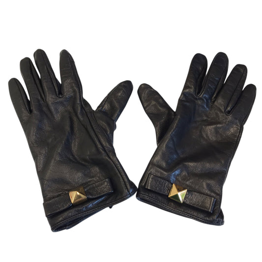 Leather Gloves Designer By Kate Spade In Black