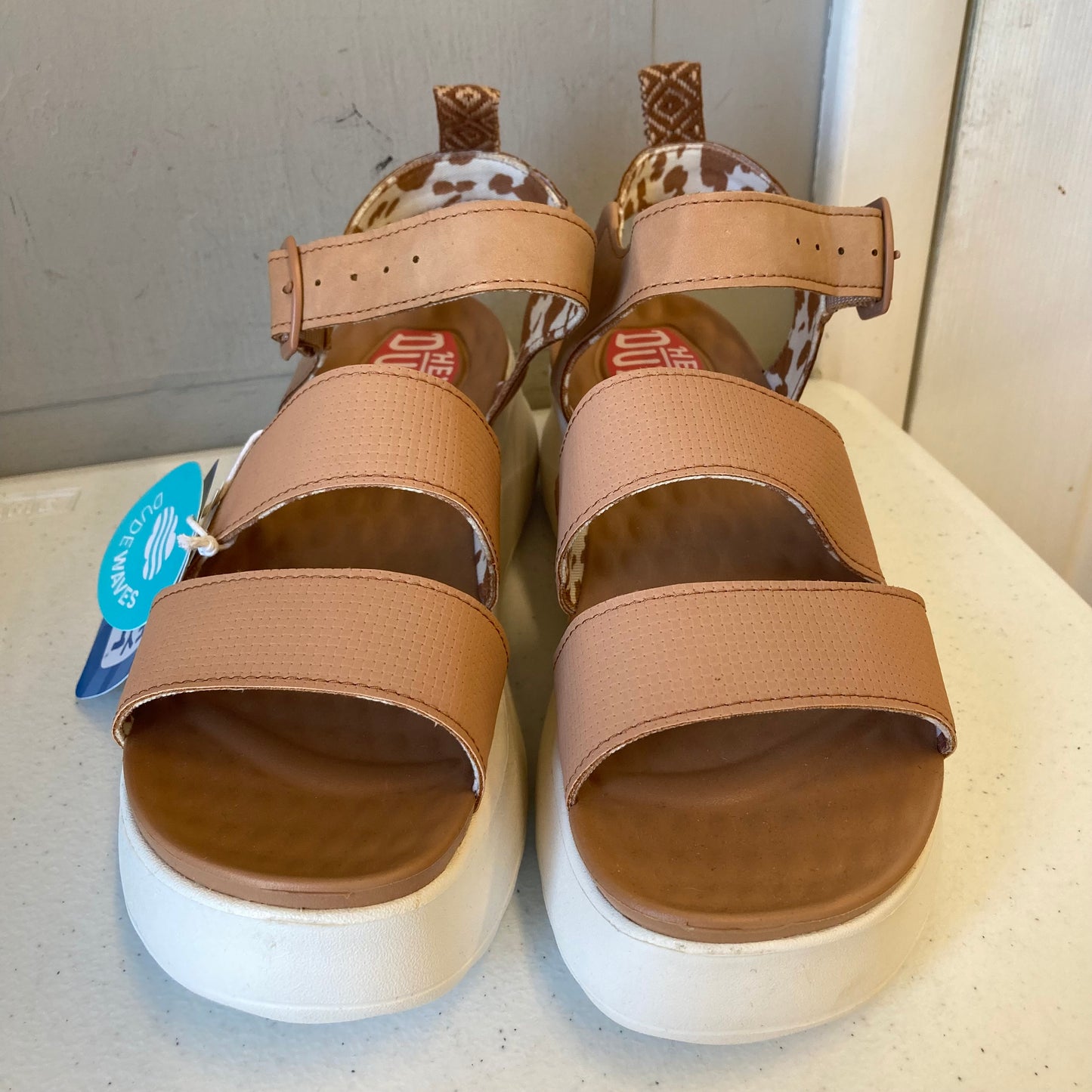 Sandals Heels Platform By Hey Dude In Tan, Size:10