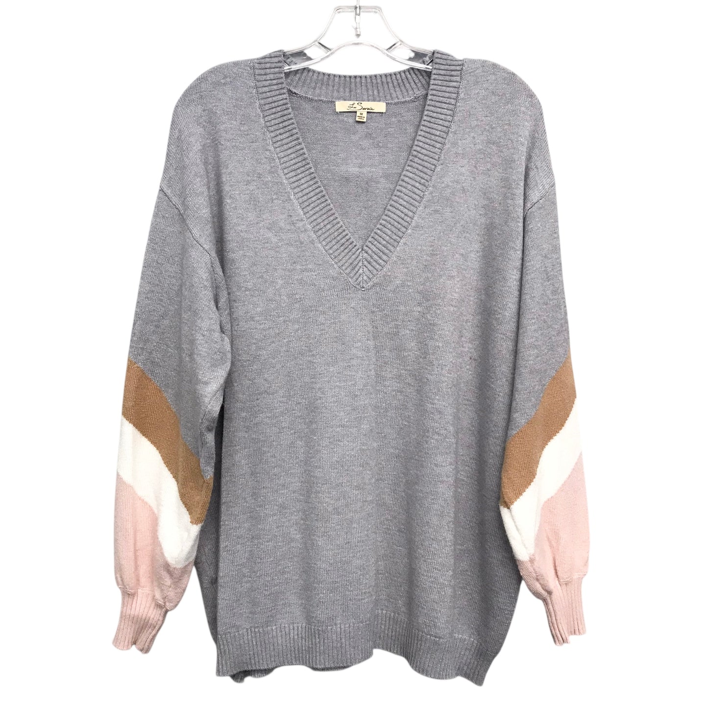 Sweater By Les Serein In Grey, Size:1X