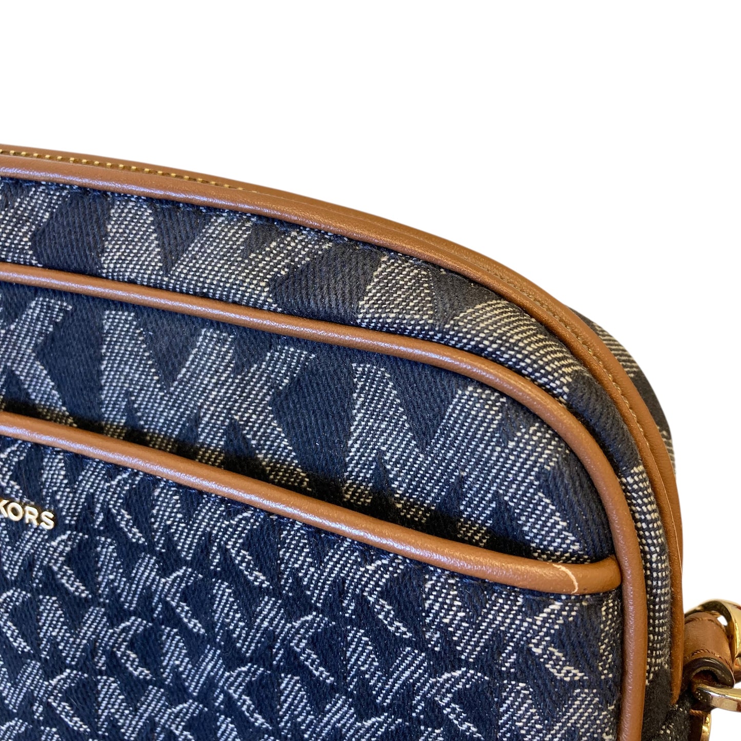Crossbody Designer By Michael Kors In Blue & Brown, Size:Small