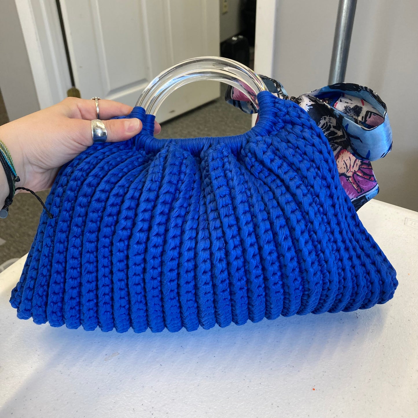 Handbag In Blue, Size:Small