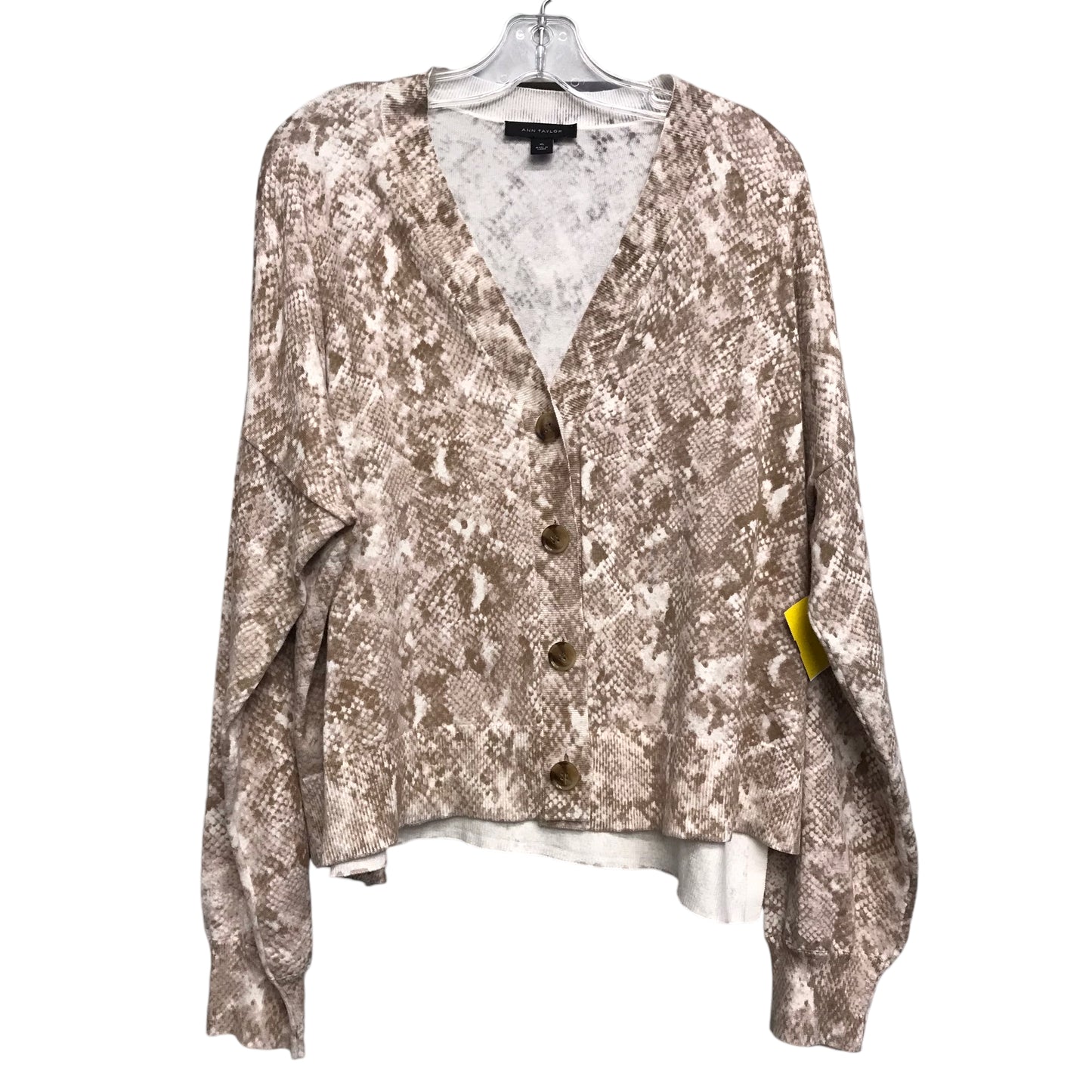 Sweater Cardigan By Ann Taylor In Snakeskin Print, Size:Xl