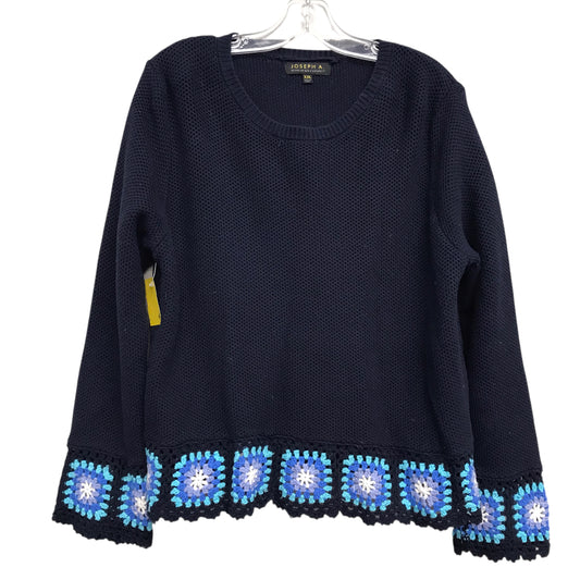 Sweater By Joseph A. In Navy, Size:1X