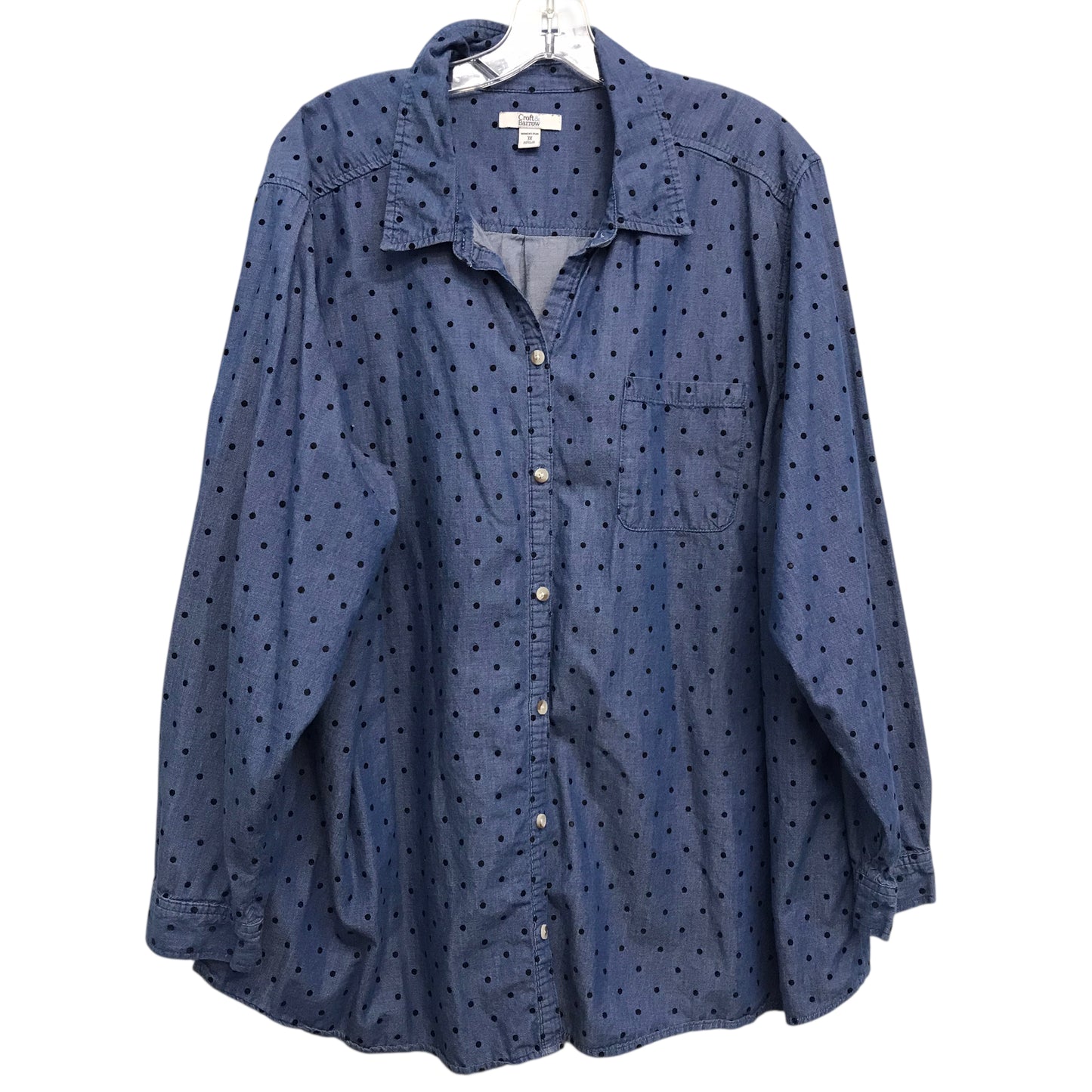 Blouse Ls By Croft And Barrow In Blue Denim, Size:3X