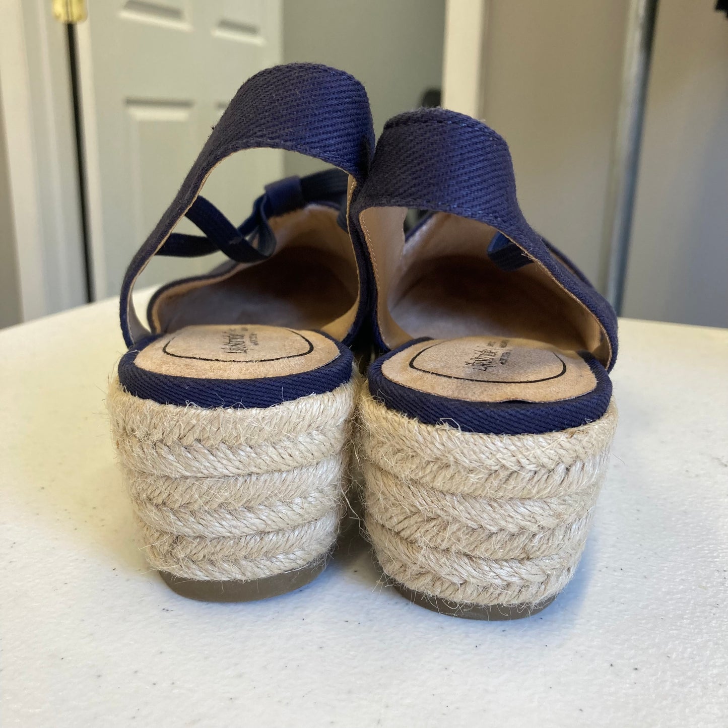 Sandals Heels Wedge By Life Stride In Navy, Size:8