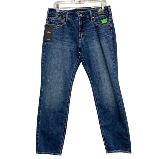 Jeans Straight By Silver In Blue Denim, Size:14