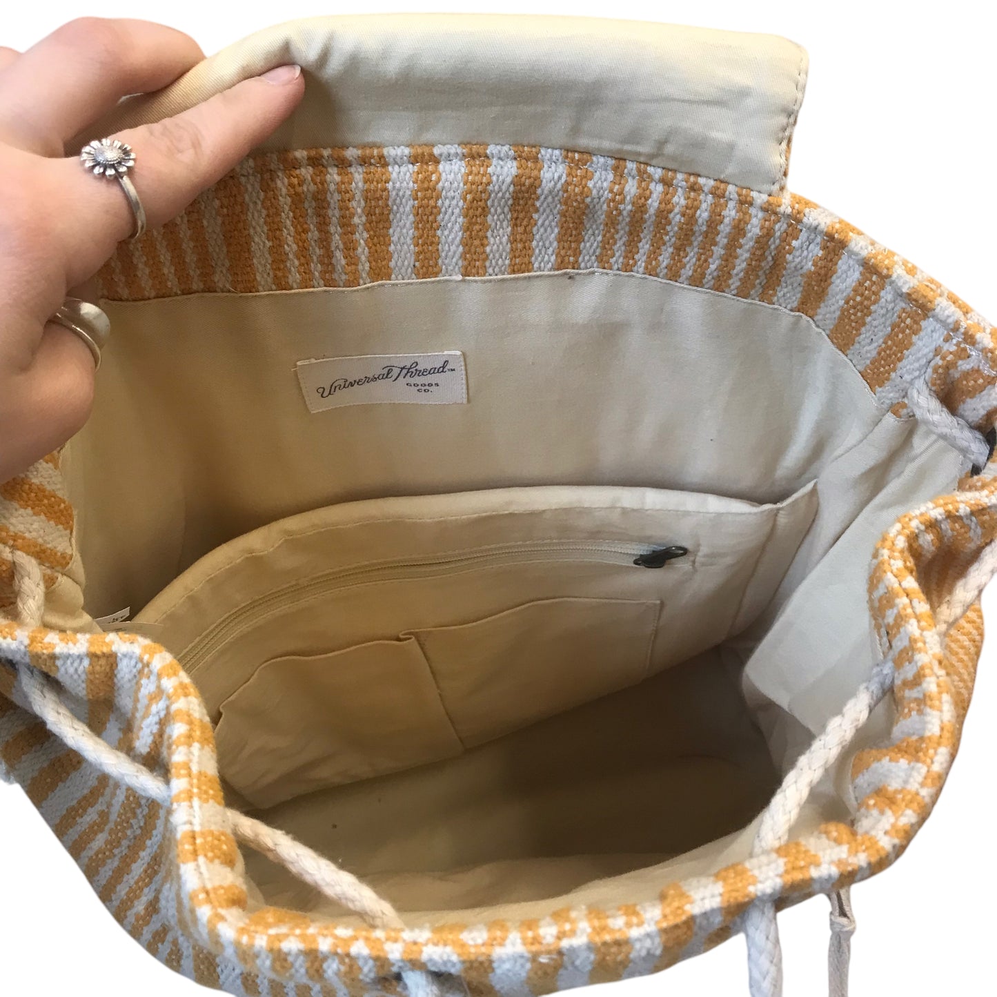 Backpack By Universal Thread In White & Yellow, Size:Large