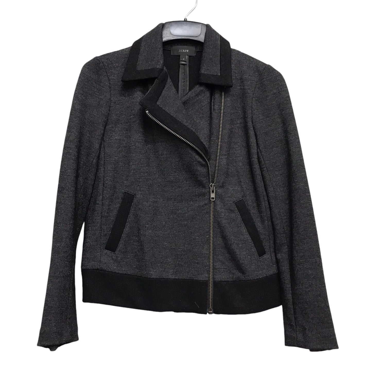 Jacket Moto By J. Crew In Grey, Size:S