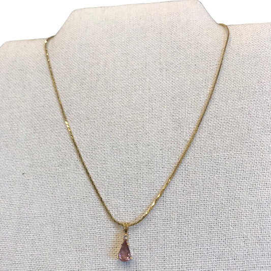 Necklace Charm In Gold & Pink