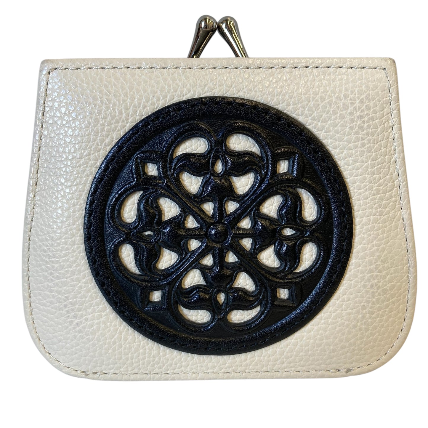 Wallet Leather By Brighton In Black & Cream, Size:Small