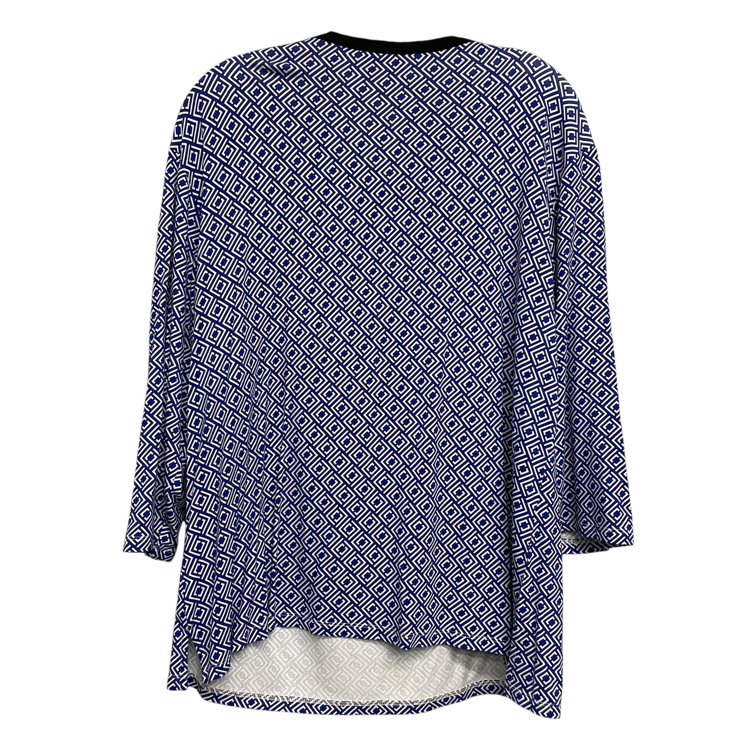 Top 3/4 Sleeve By Liz Claiborne In Blue & White, Size:L