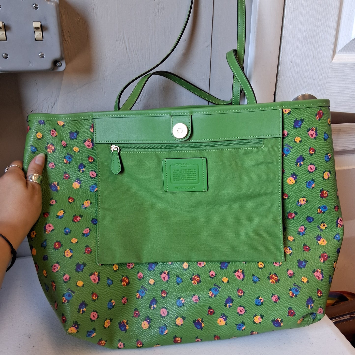 Tote Designer By Coach In Green, Size:Large
