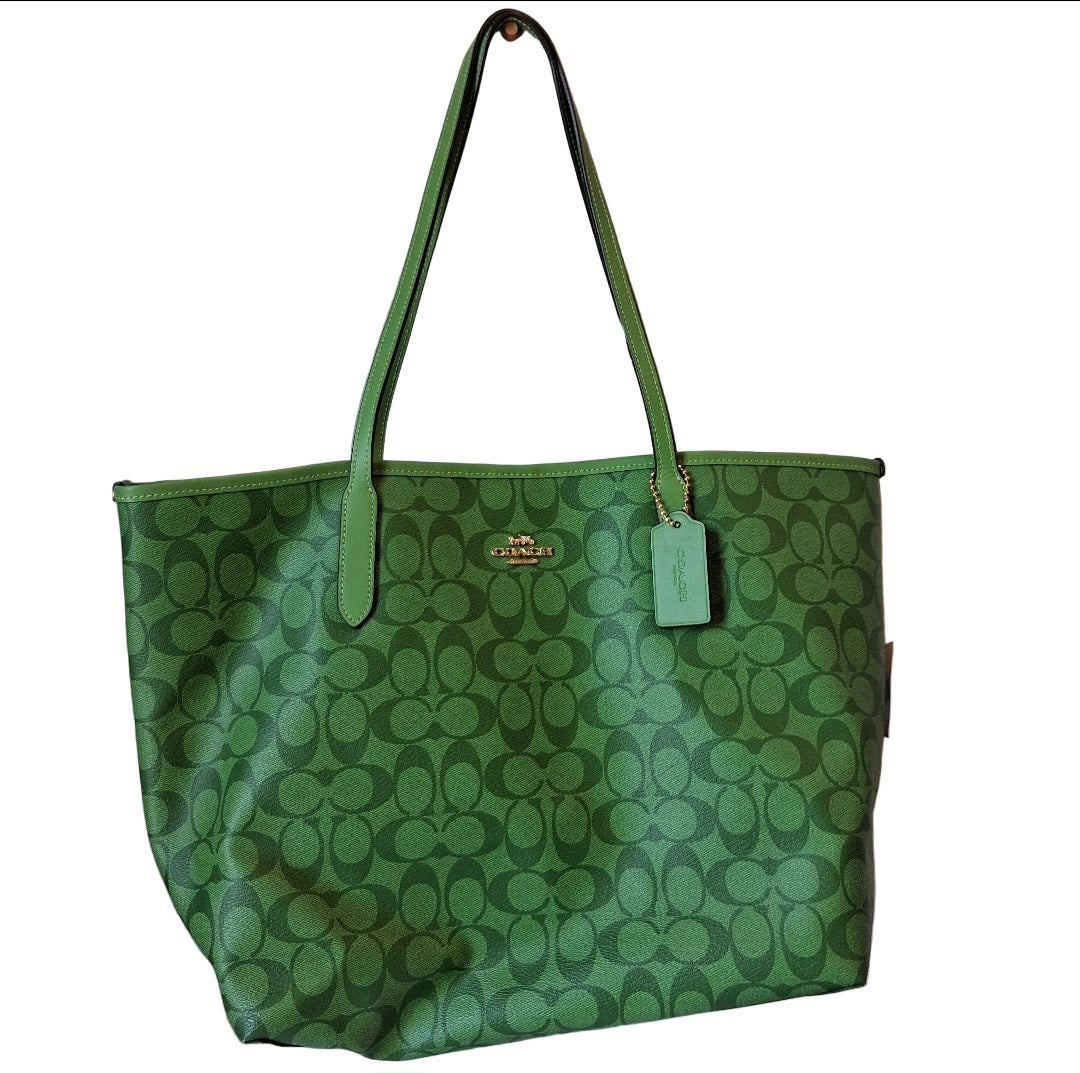 Tote Designer By Coach In Green, Size:Large