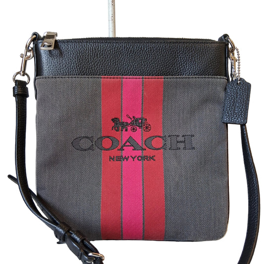 Crossbody Designer By Coach In Grey & Red, Size:Small