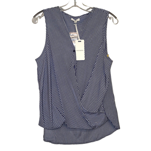 Top Sleeveless By Pleione In Blue & White, Size:M