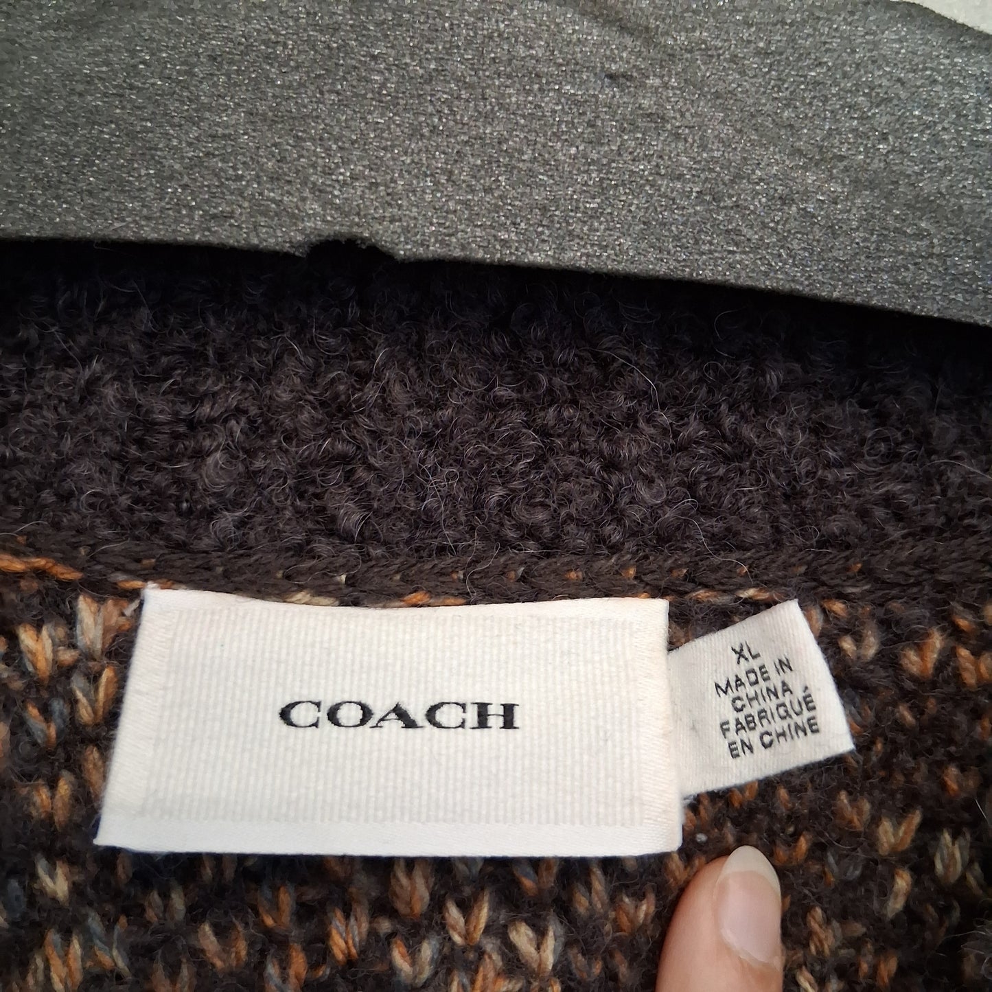 Sweater Designer By Coach In Brown & Gold & Blue, Size: Xl