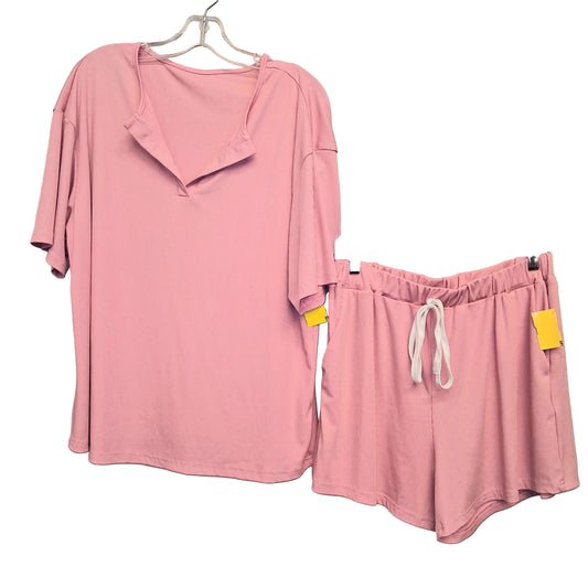 Shorts Set By Shein In Pink, Size:1X