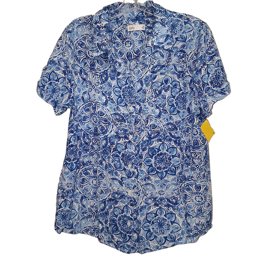 Top Sleeveless By Croft And Barrow In Blue & White, Size:M