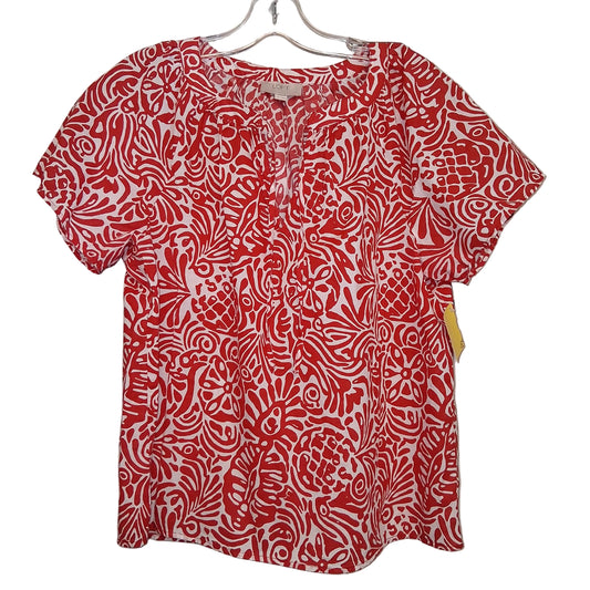Top Ss By Loft In Red & White, Size:Sp