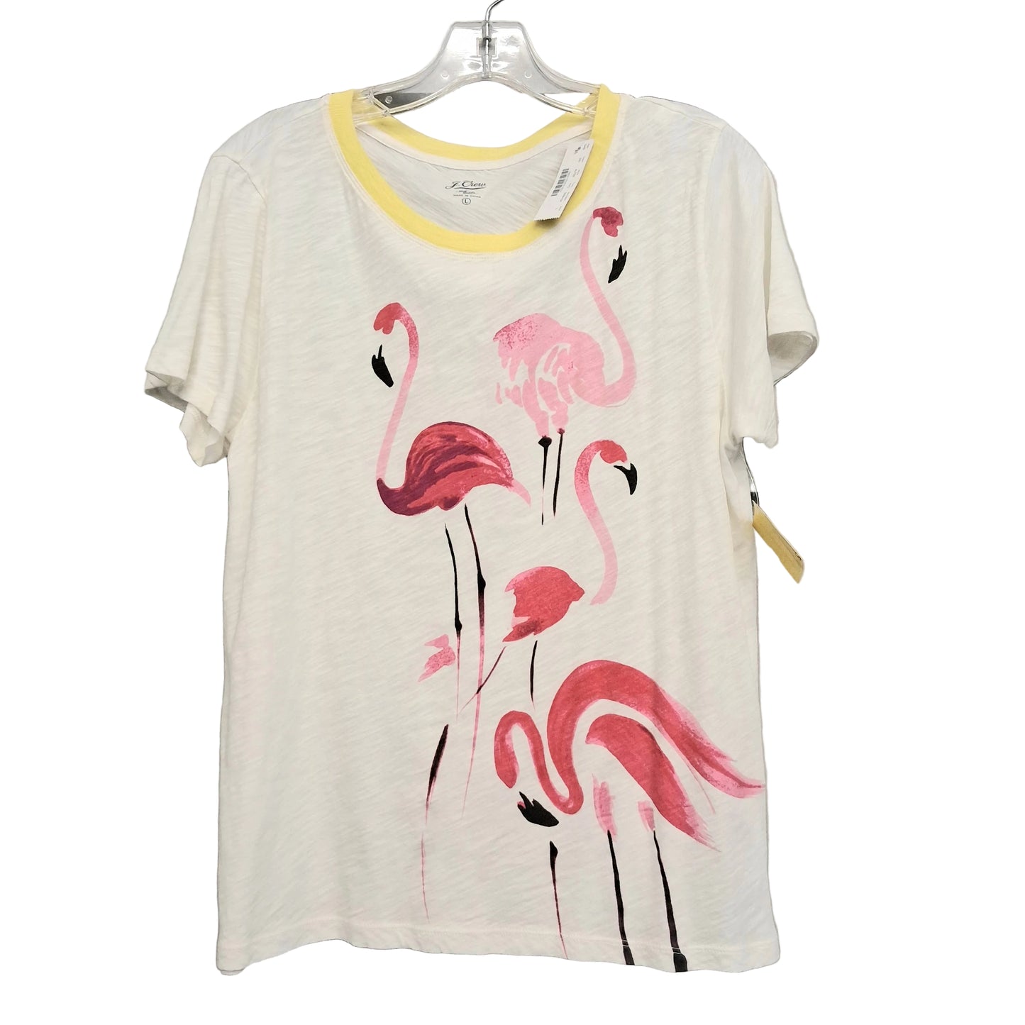 Top Ss Basic By J. Crew In Pink & White, Size:L